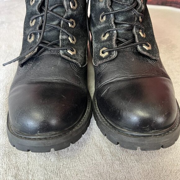 Timberland Black Leather & Suede Lace Up Combat Boots Size 7 - Picture 4 of 16